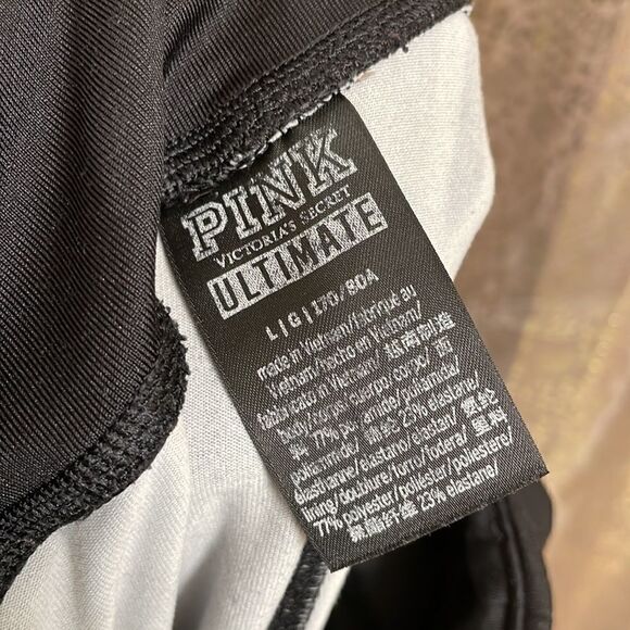 PINK Victoria’s Secret black/gray tropical palm leaf ultimate leggings, size L - Picture 8 of 8